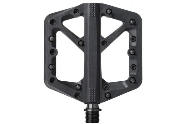 Black bike pedal made by Crankbrothers